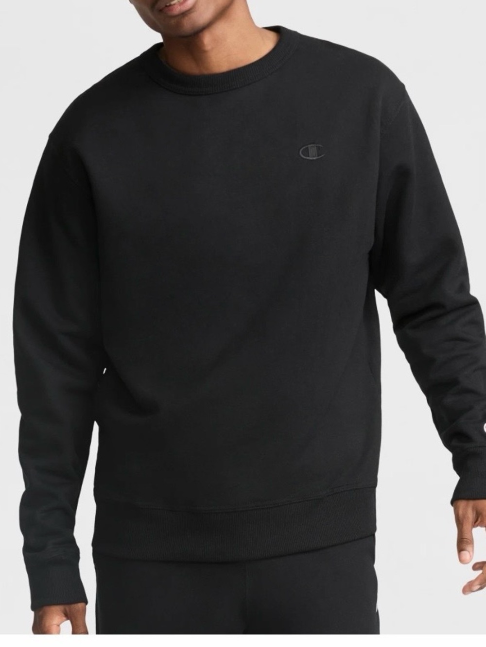 Champion Mens Black Powerblend Crewneck Sweatshirt Size Small